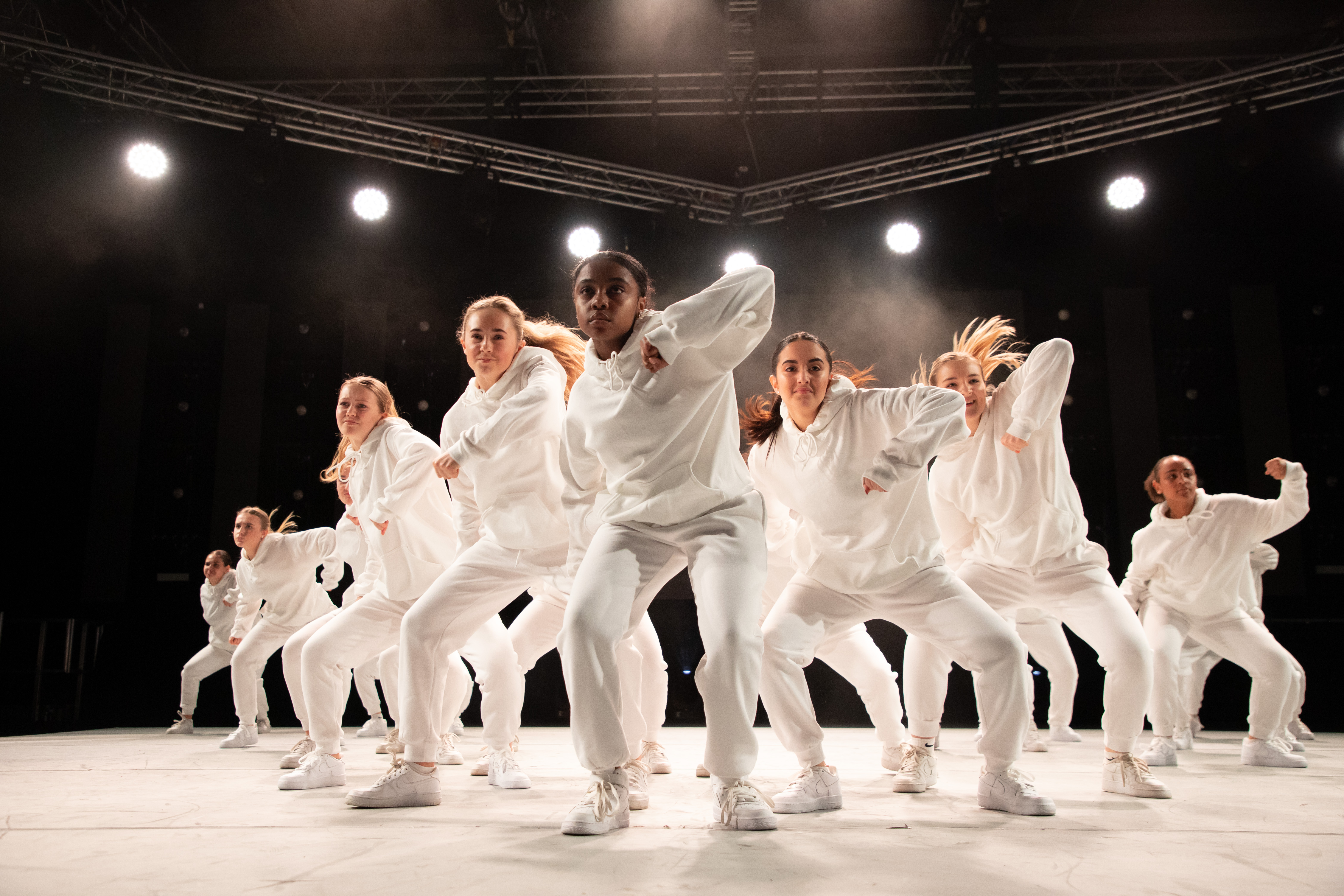 Dancers in white choreography